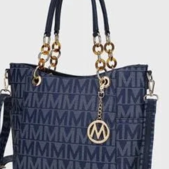Mkf Collection Handbags - MKF Elegant Navy Blue Monogram Tote Bag